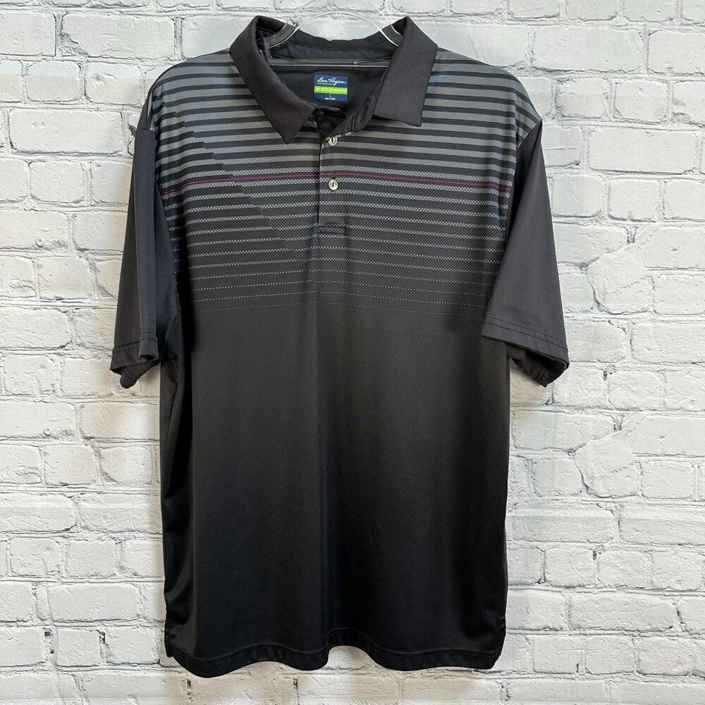 Ben Hogan Performance 30% Recycled Polyester Chest Print Golf Polo, Large, Black